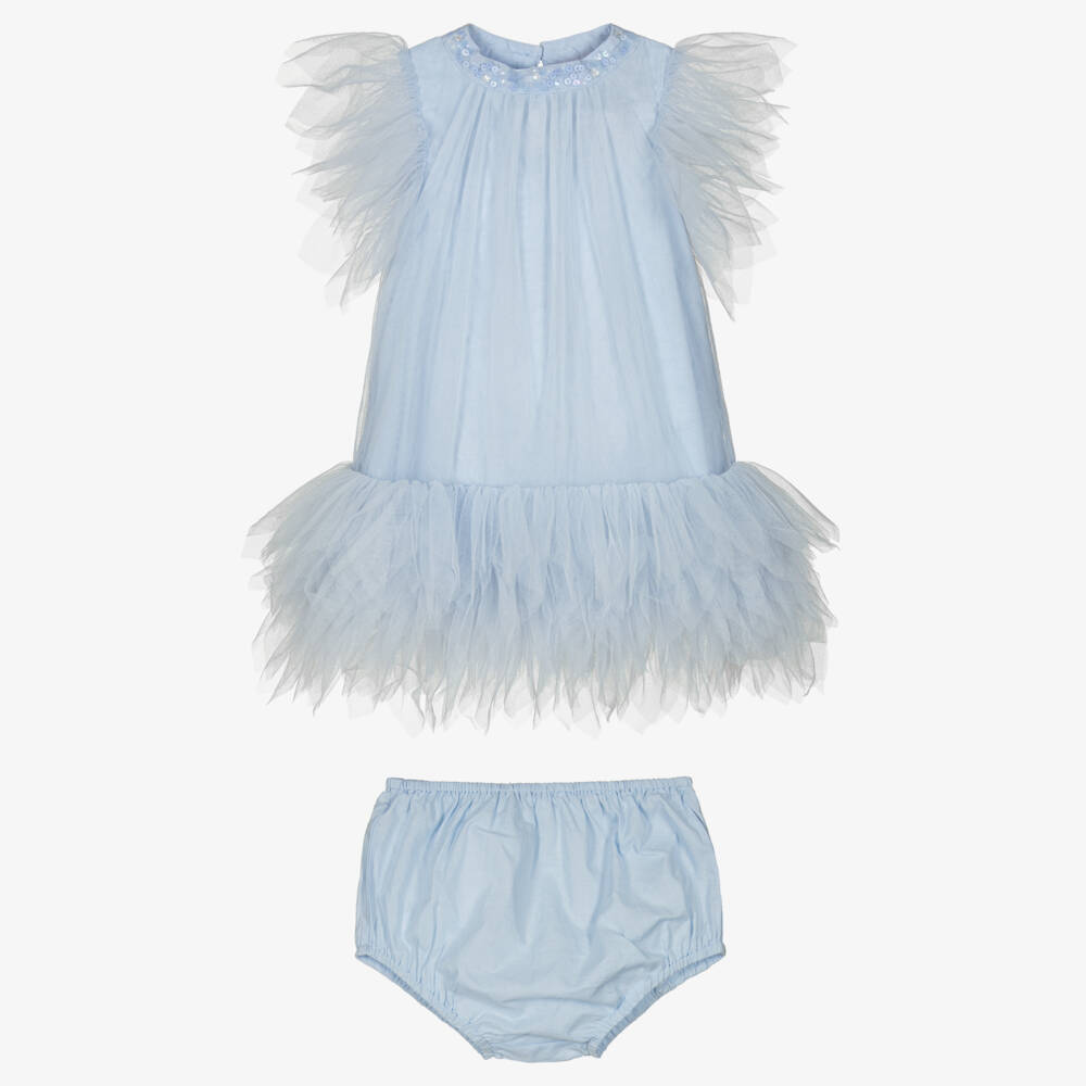 Tutu du Monde-Little Girls Elegant Blue Tulle Gown | Childrensalon Outlet