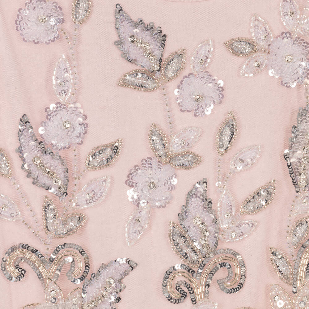 Tutu du Monde-Розовое платье из тюля с ручной вышивкой бисером | Childrensalon Outlet