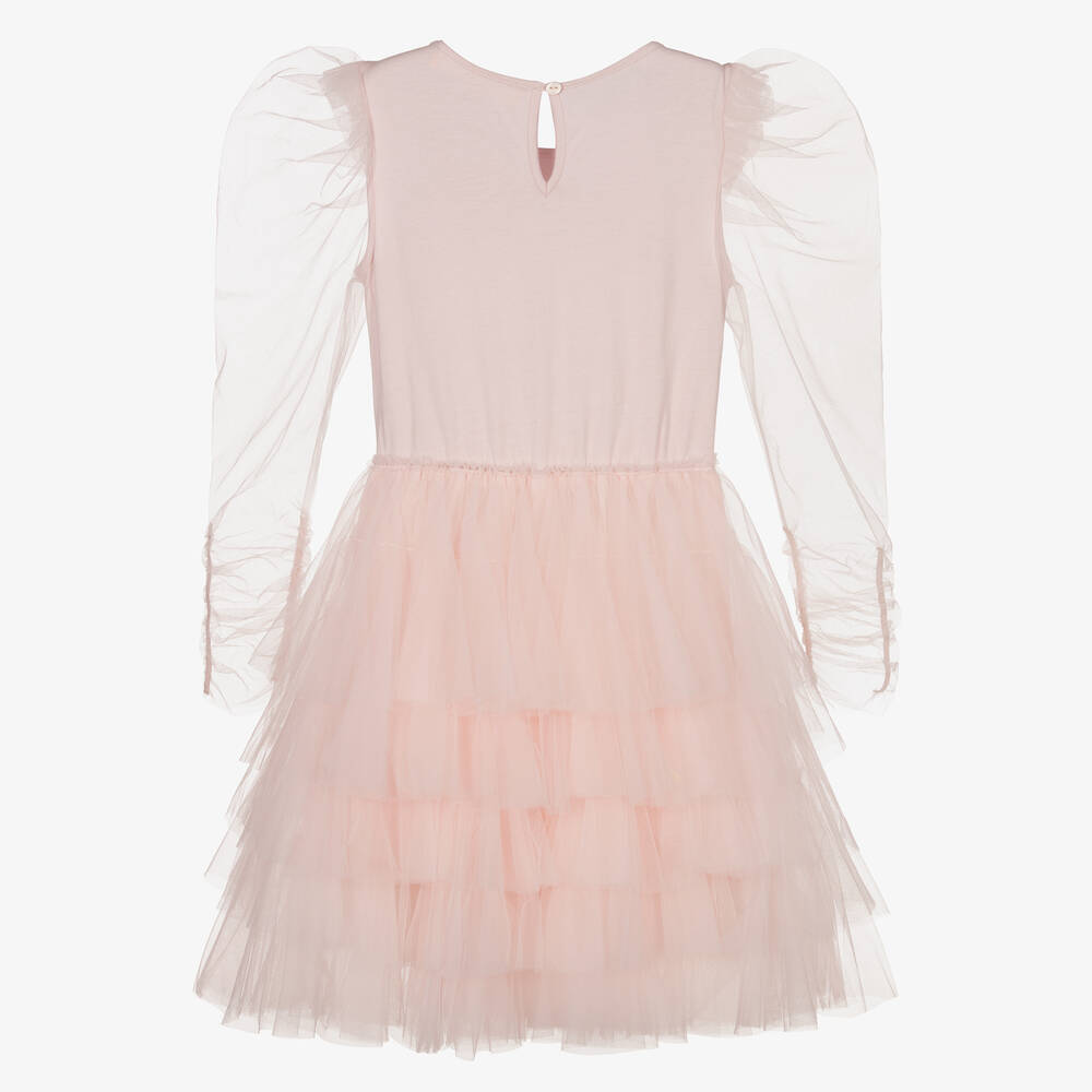 Tutu du Monde-Розовое платье из тюля с ручной вышивкой бисером | Childrensalon Outlet