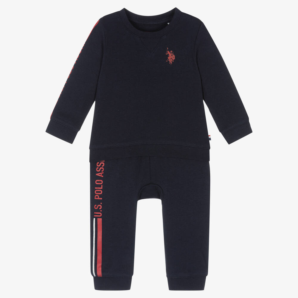 U.S. Polo Assn. - Baby Boys Blue Cotton Tracksuit | Childrensalon