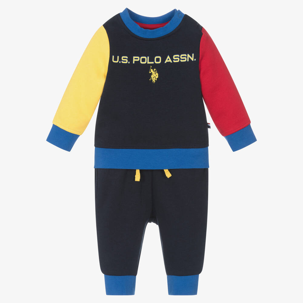 U.S. Polo Assn. - Baby Boys Blue Cotton Tracksuit | Childrensalon