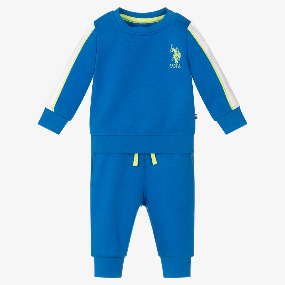 U.S. Polo Assn. - Baby Boys Blue Cotton Tracksuit | Childrensalon