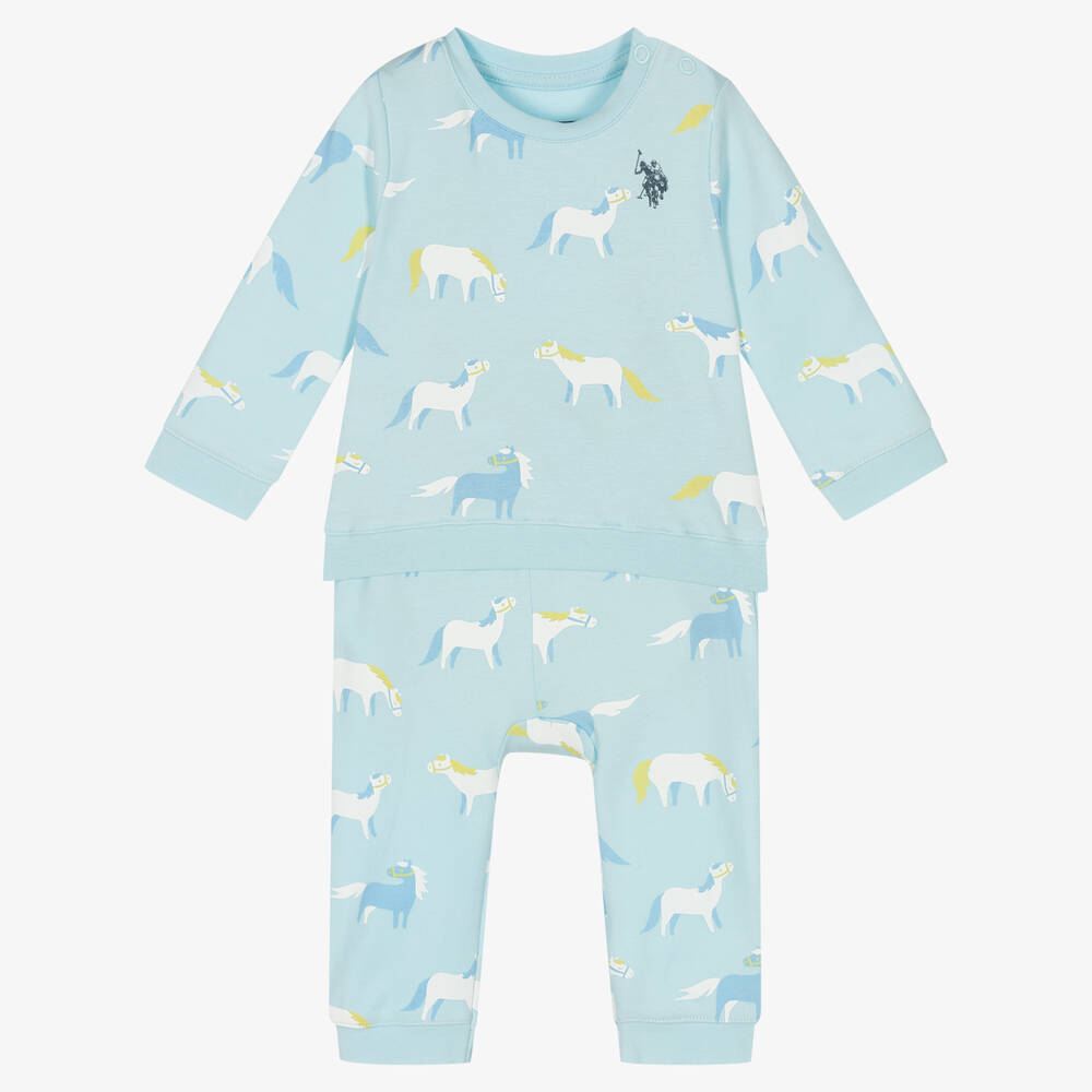 U.S. Polo Assn.-Baby Boys Blue Cotton Tracksuit | Childrensalon Outlet