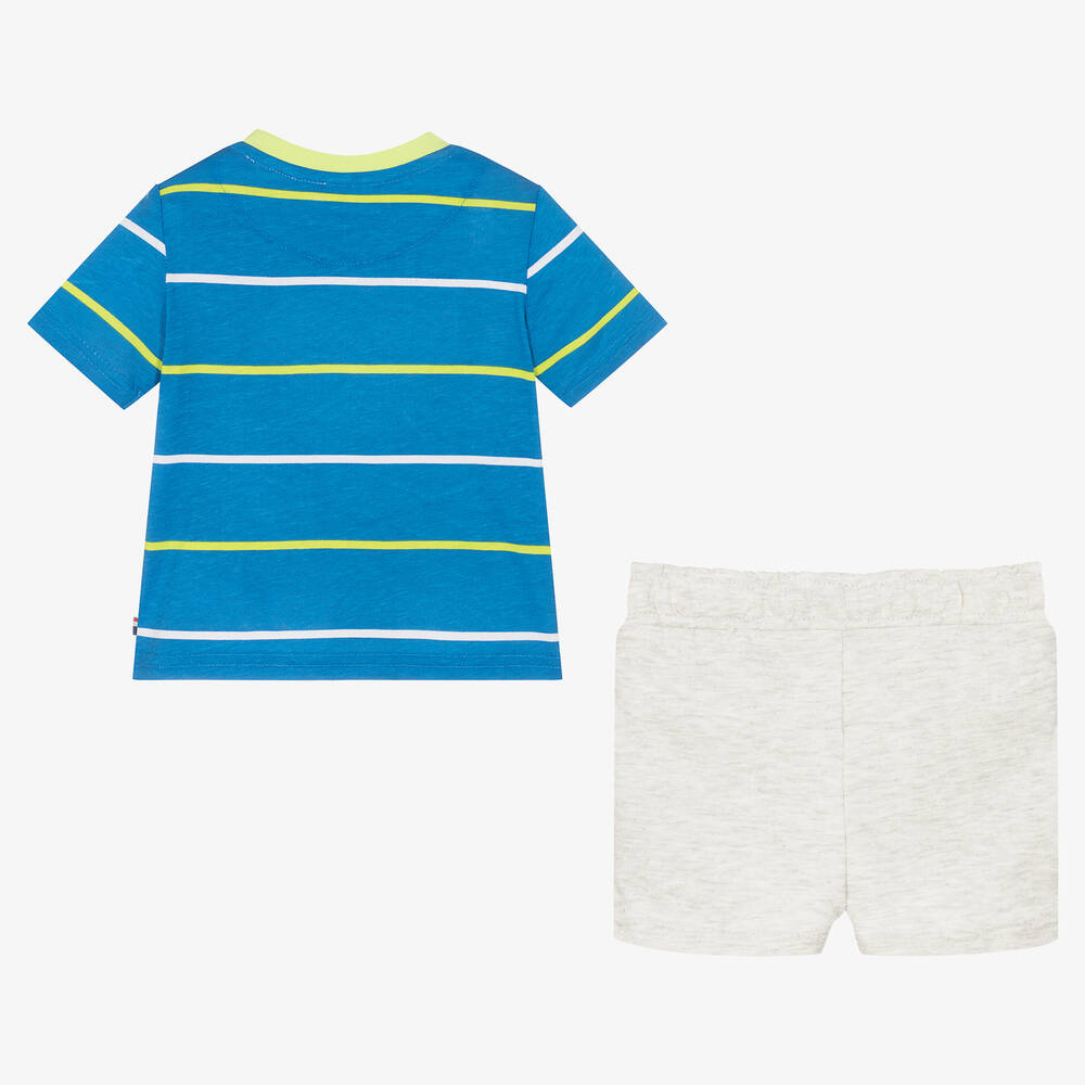 U.S. Polo Assn.-Baby Boys Blue & Grey Cotton Shorts Set | Childrensalon Outlet
