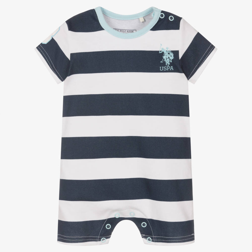 U.S. Polo Assn. Baby Boys Blue Striped Shortie Childrensalon Outlet