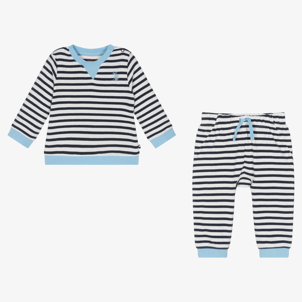 U.S. Polo Assn.-Baby Boys Blue Striped Tracksuit | Childrensalon Outlet
