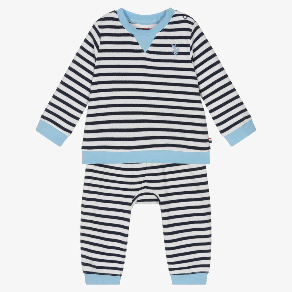 U.S. Polo Assn. - Baby Boys Blue Striped Tracksuit | Childrensalon