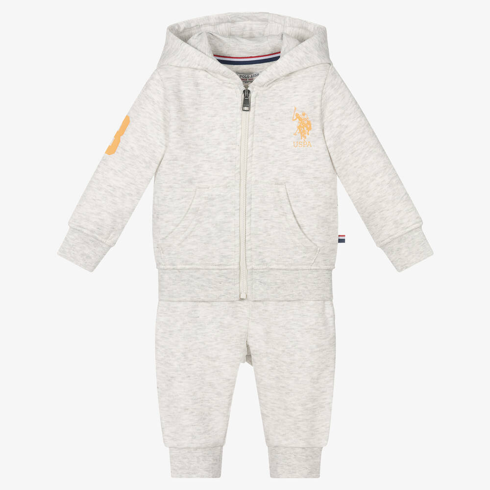 U.S. Polo Assn. - Baby Boys Grey Hooded Tracksuit | Childrensalon