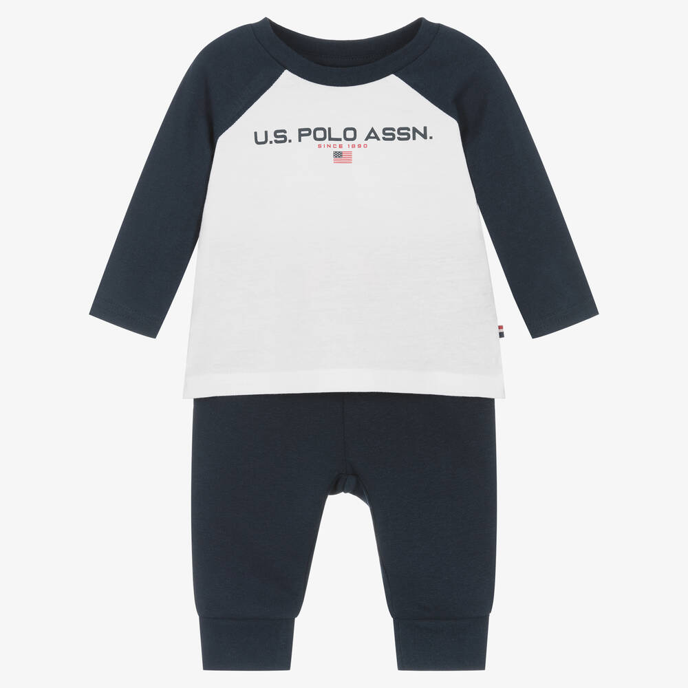U.S. Polo Assn. - Baby Boys Navy Blue Cotton Trouser Set | Childrensalon