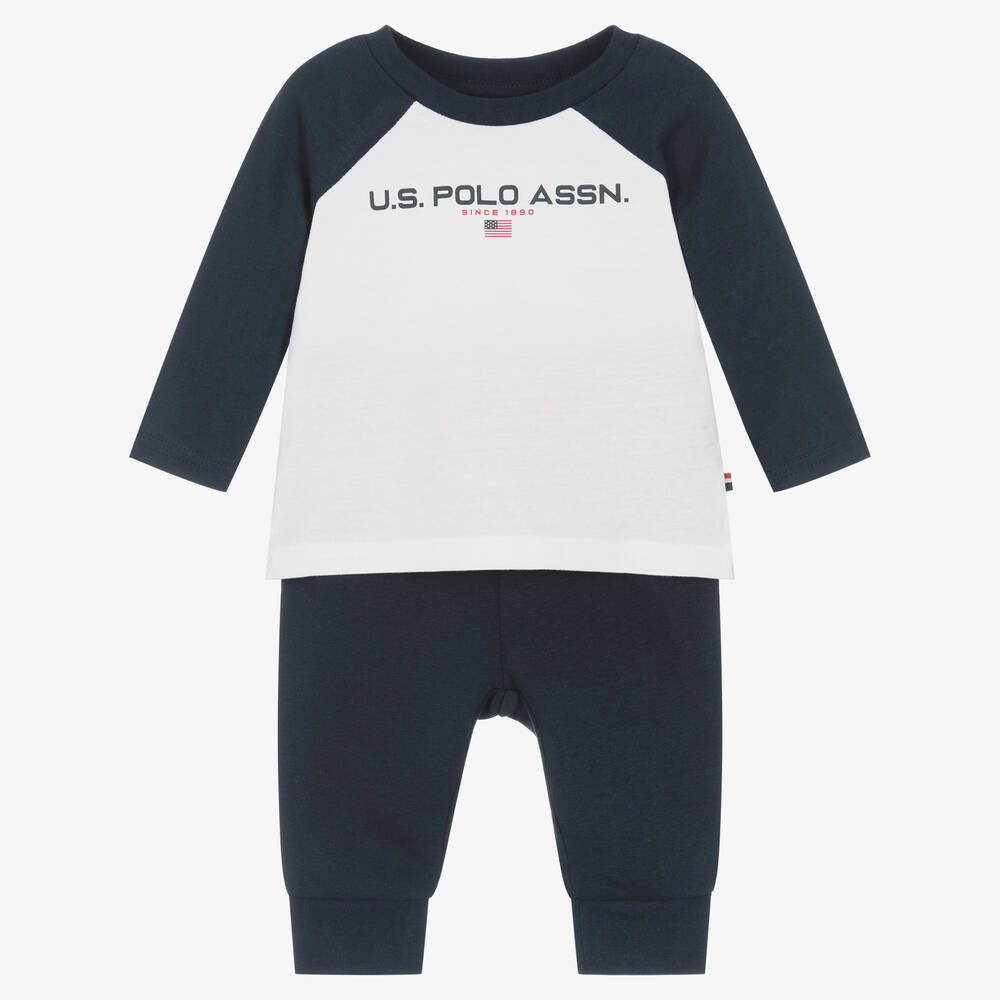 U.S. Polo Assn. Baby Boys Navy Blue Cotton Trouser Set