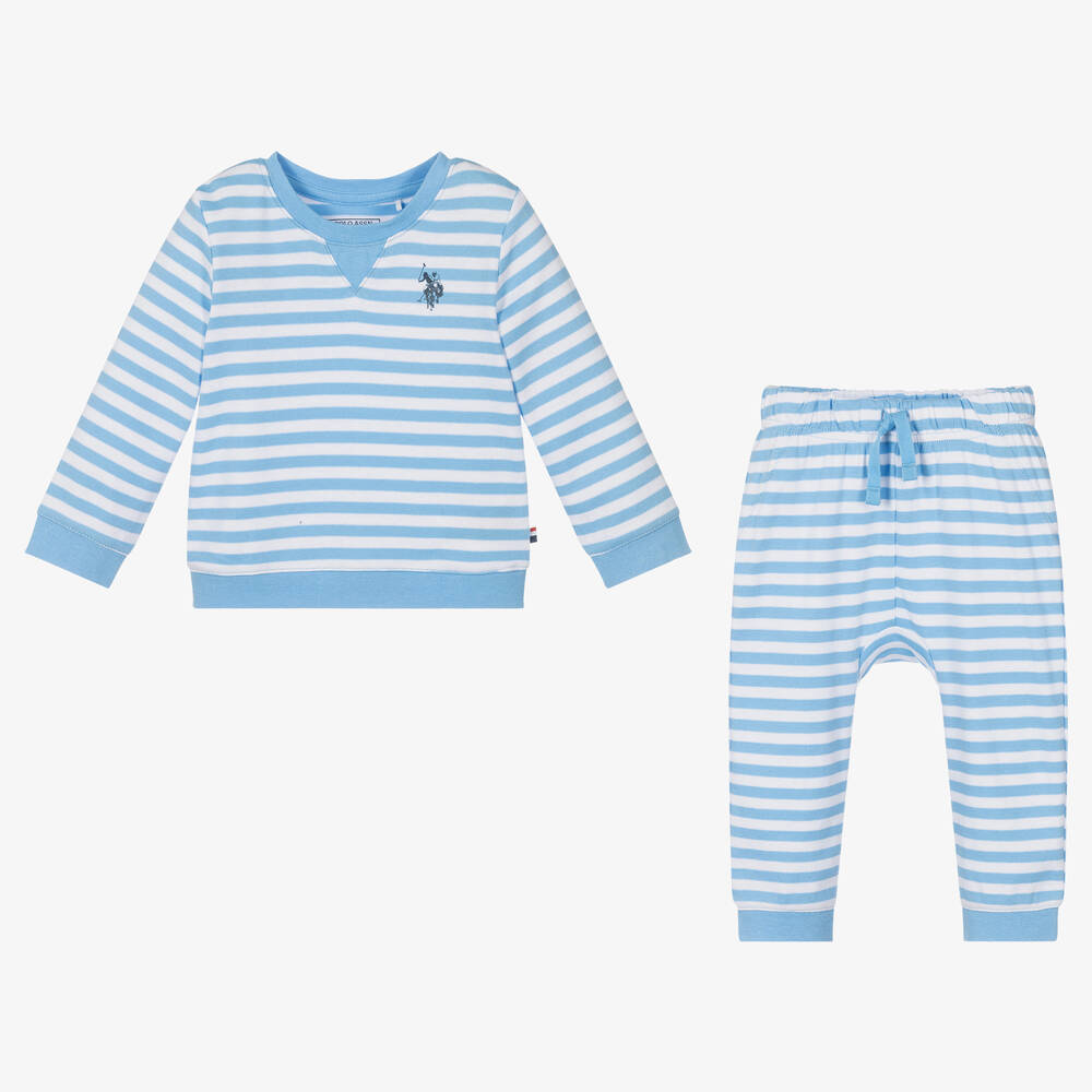 U.S. Polo Assn.-Baby Boys Striped Trouser Set | Childrensalon Outlet