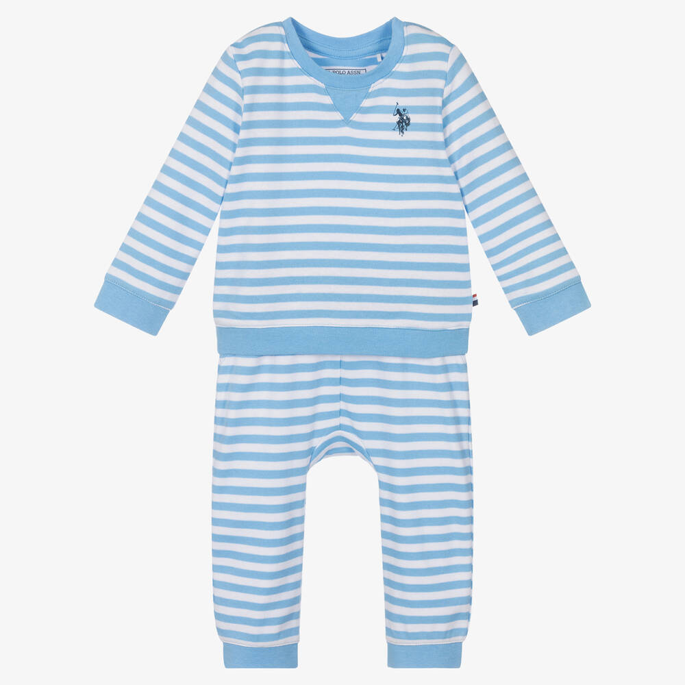 U.S. Polo Assn.-Baby Boys Striped Trouser Set | Childrensalon Outlet