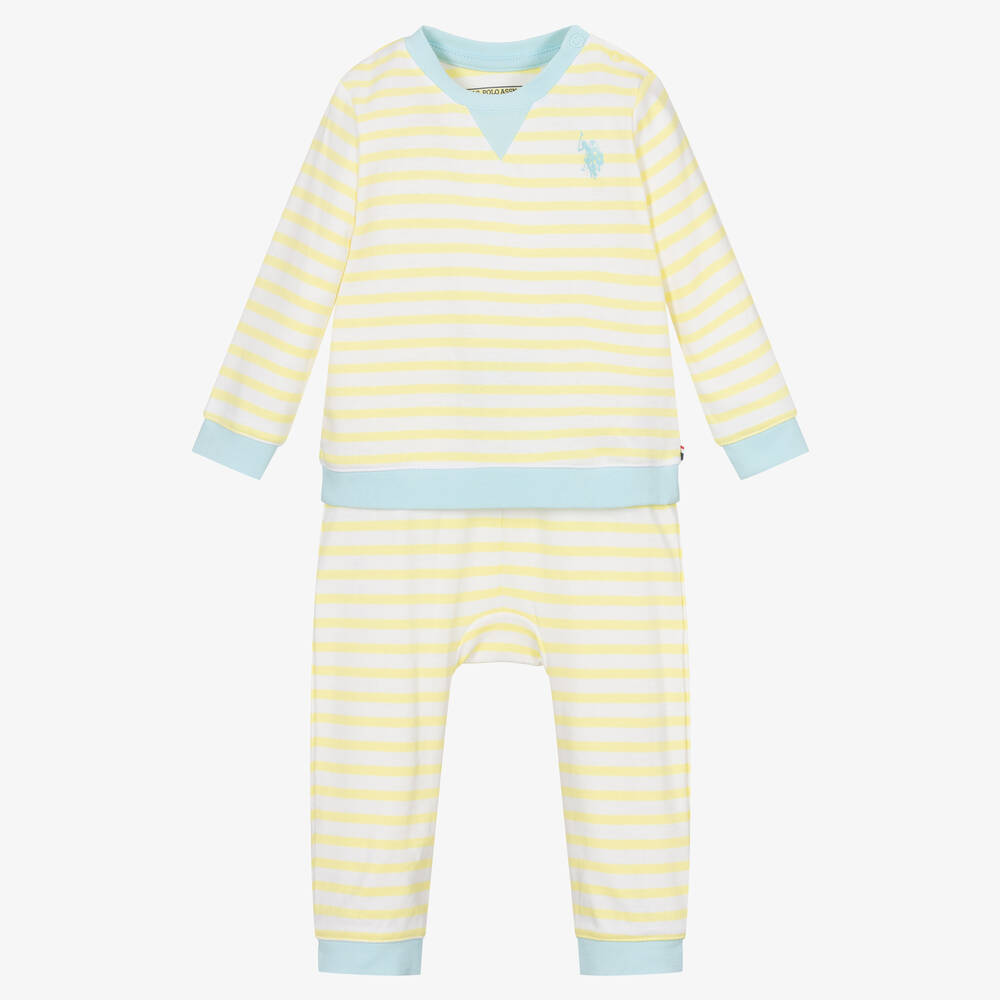 U.S. Polo Assn. - Baby Boys Yellow Cotton Trouser Set | Childrensalon
