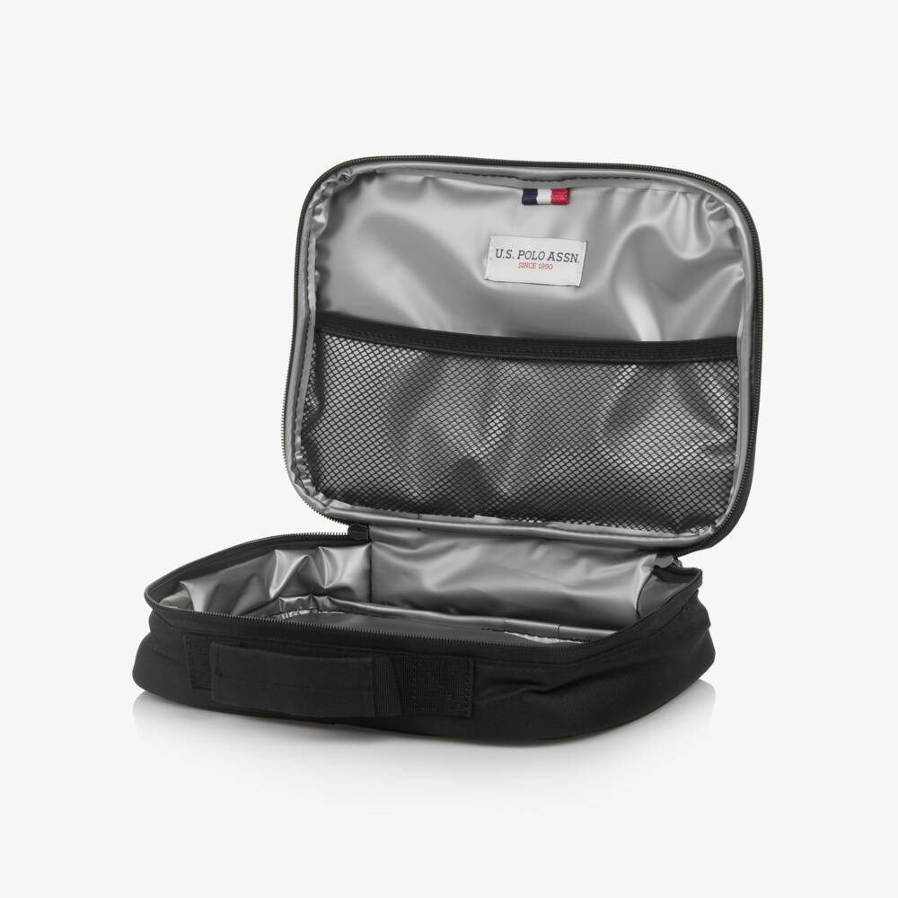 U.S. Polo Assn.-Black Canvas Lunch Bag with Red & White Logo (26cm) | Childrensalon Outlet