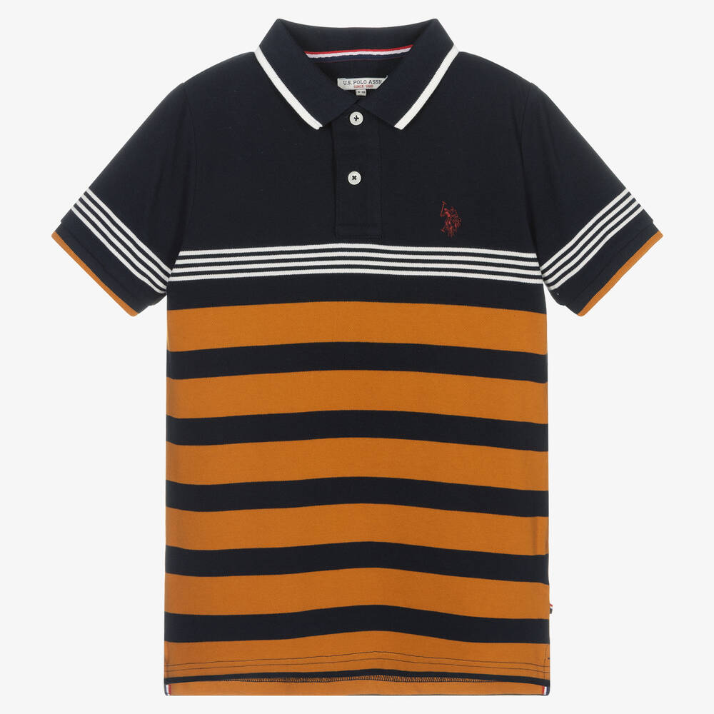 U.S. Polo Assn. - Blue & Brown Cotton Polo Shirt | Childrensalon