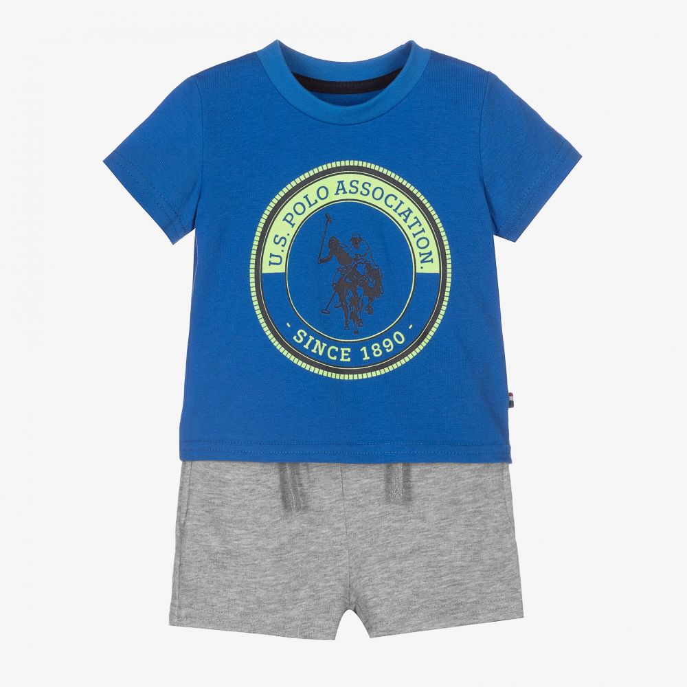 U.S. Polo Assn. - Blue & Grey Cotton Shorts Set | Childrensalon