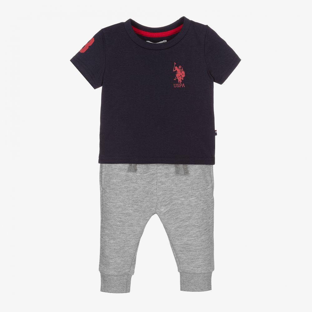 U.S. Polo Assn.-Blue Top & Grey Joggers Set | Childrensalon Outlet