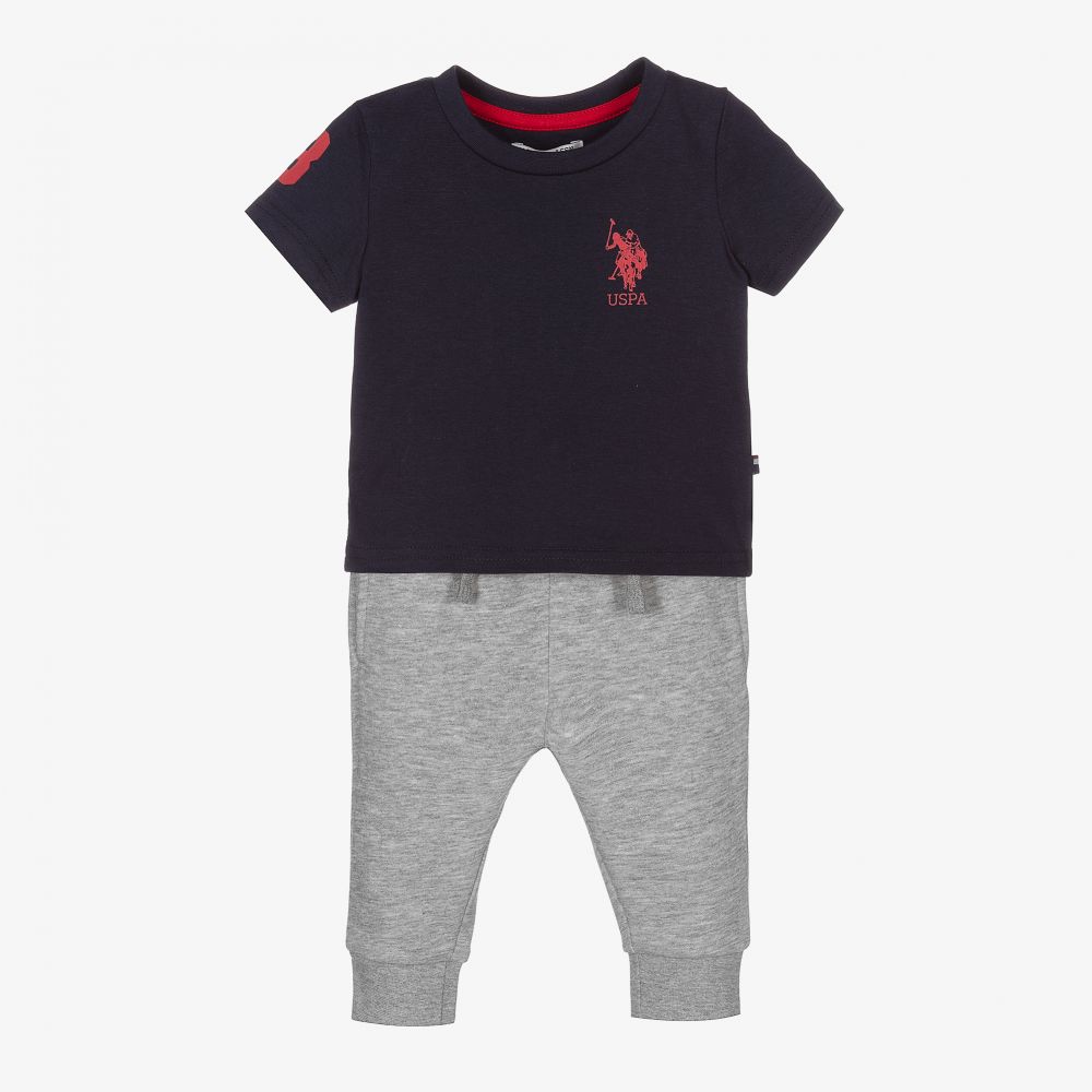 U.S. Polo Assn. - Blue Top & Grey Joggers Set | Childrensalon