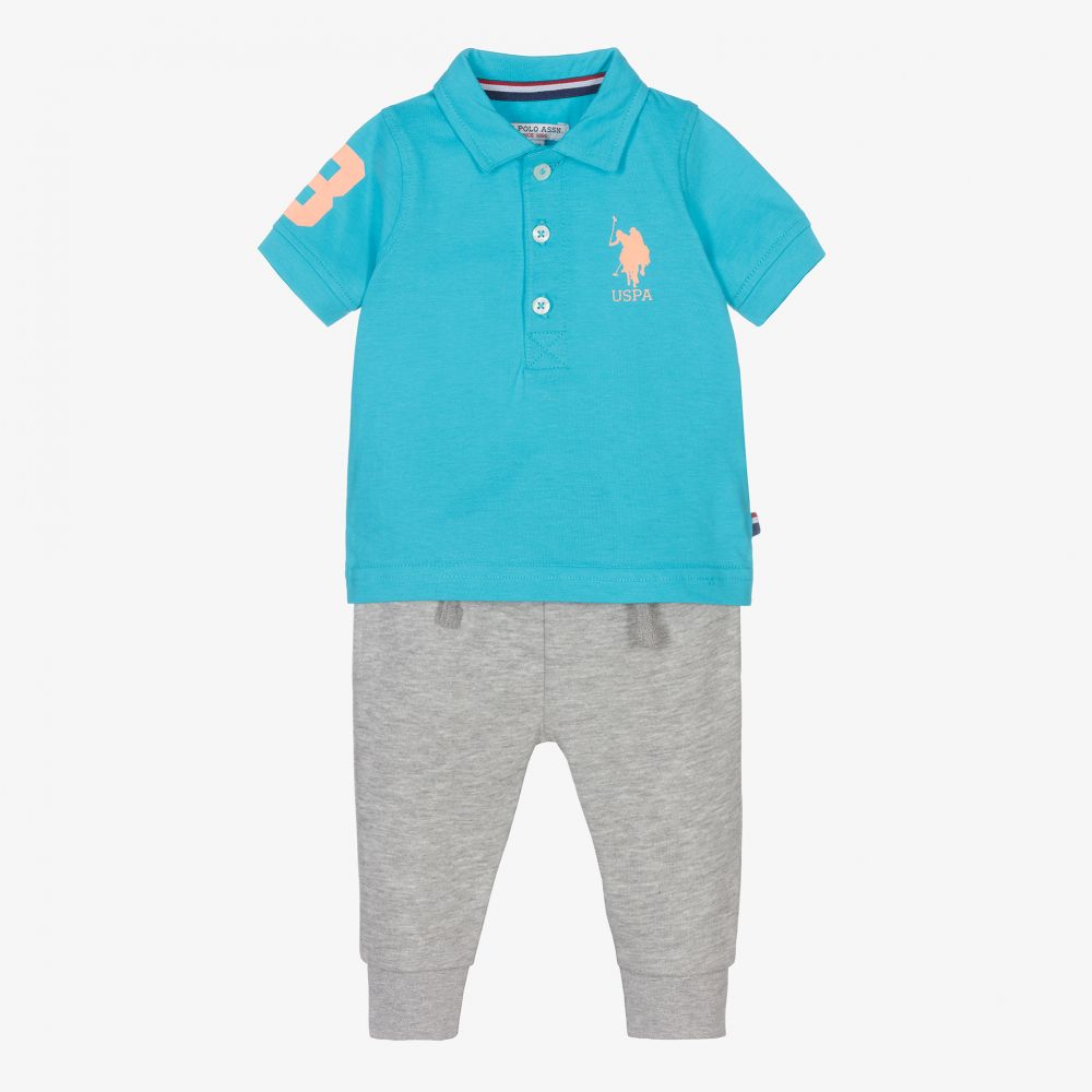 U.S. Polo Assn.-Blue Top & Grey Joggers Set | Childrensalon Outlet