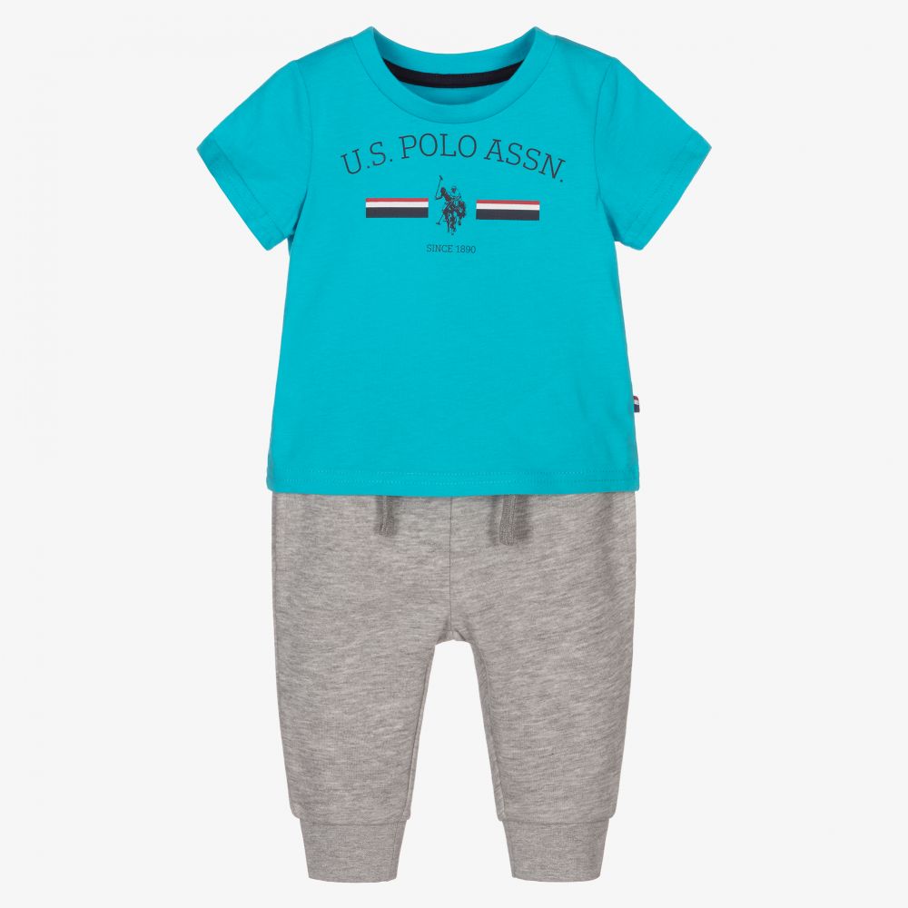 U.S. Polo Assn. - Blue Top & Grey Joggers Set | Childrensalon