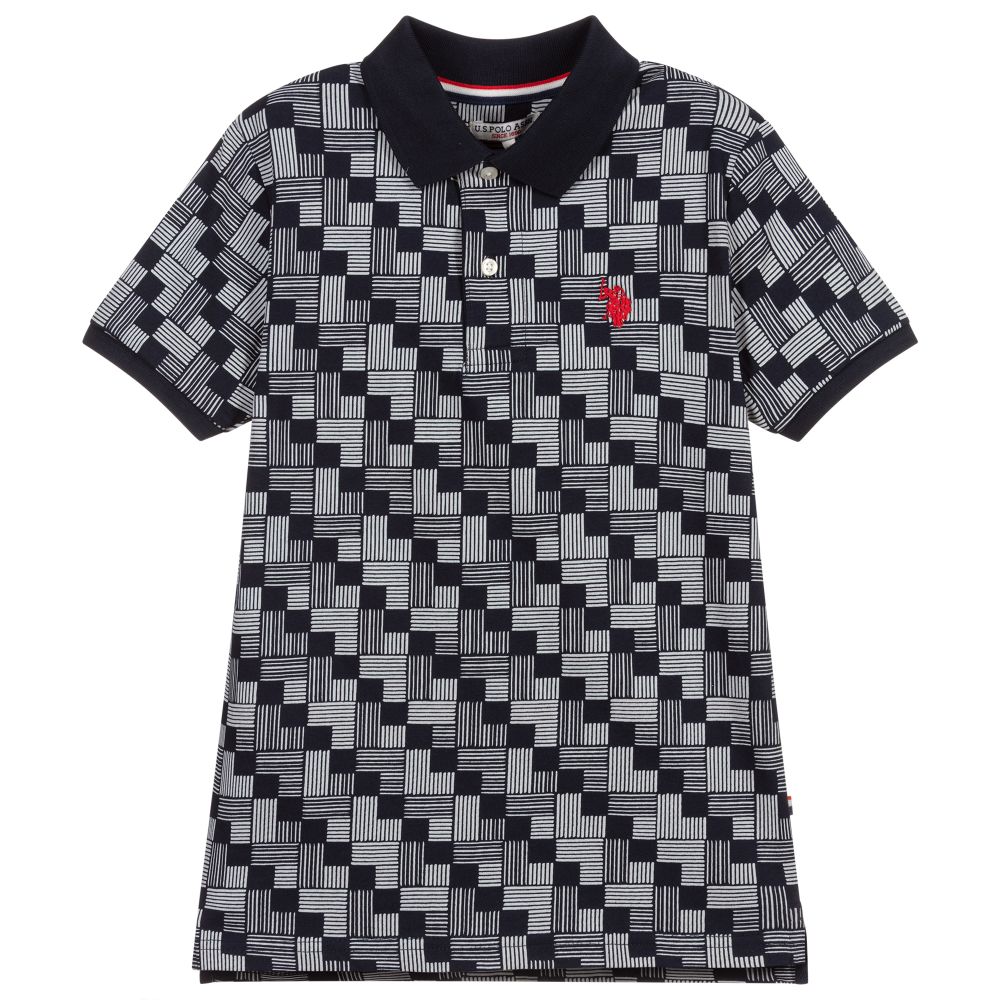 U.S. Polo Assn.-Blue & White Cotton Polo Shirt | Childrensalon Outlet
