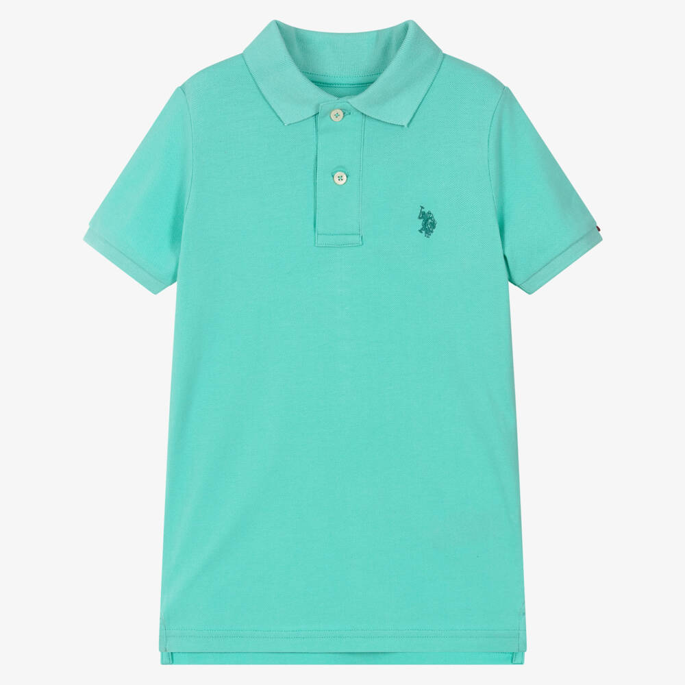 U.S. Polo Assn.-Boys Aqua Blue Cotton Piqué Polo Shirt with Embroidered Logo | Childrensalon Outlet