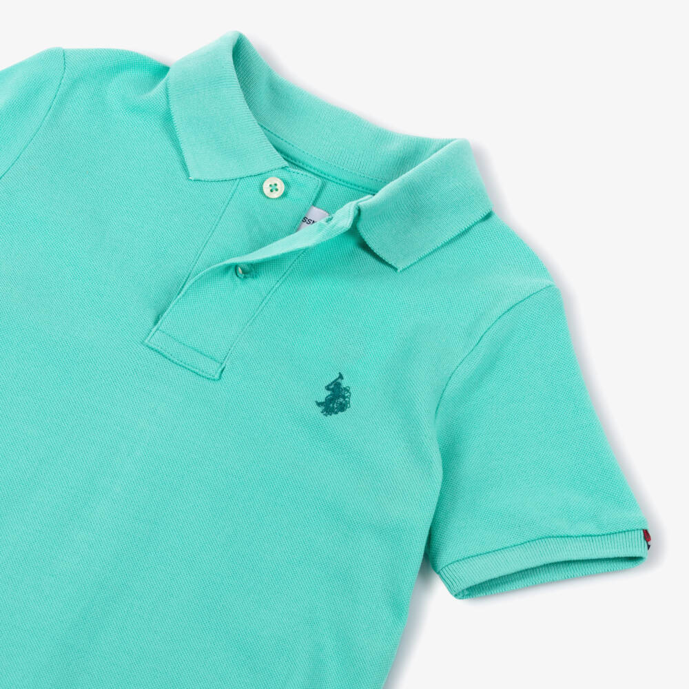 U.S. Polo Assn.-Boys Aqua Blue Cotton Piqué Polo Shirt with Embroidered Logo | Childrensalon Outlet
