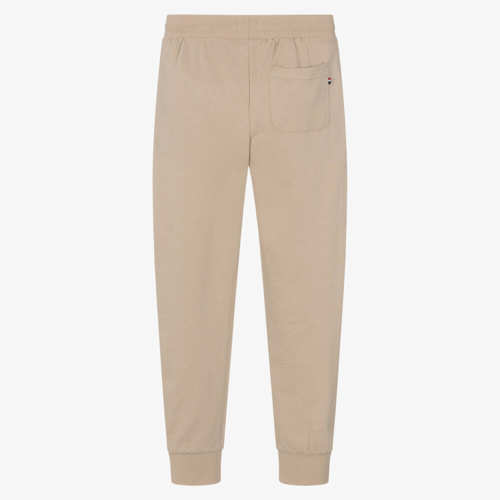 U.S. Polo Assn.-Boys Beige Cotton Joggers with Double Horsemen Logo | Childrensalon Outlet