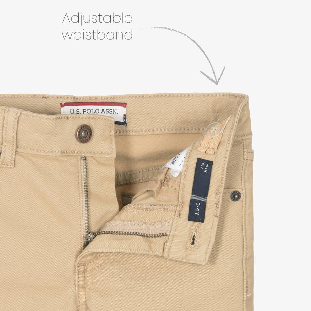 U.S. Polo Assn. Boys Beige Cotton Trousers Childrensalon Outlet
