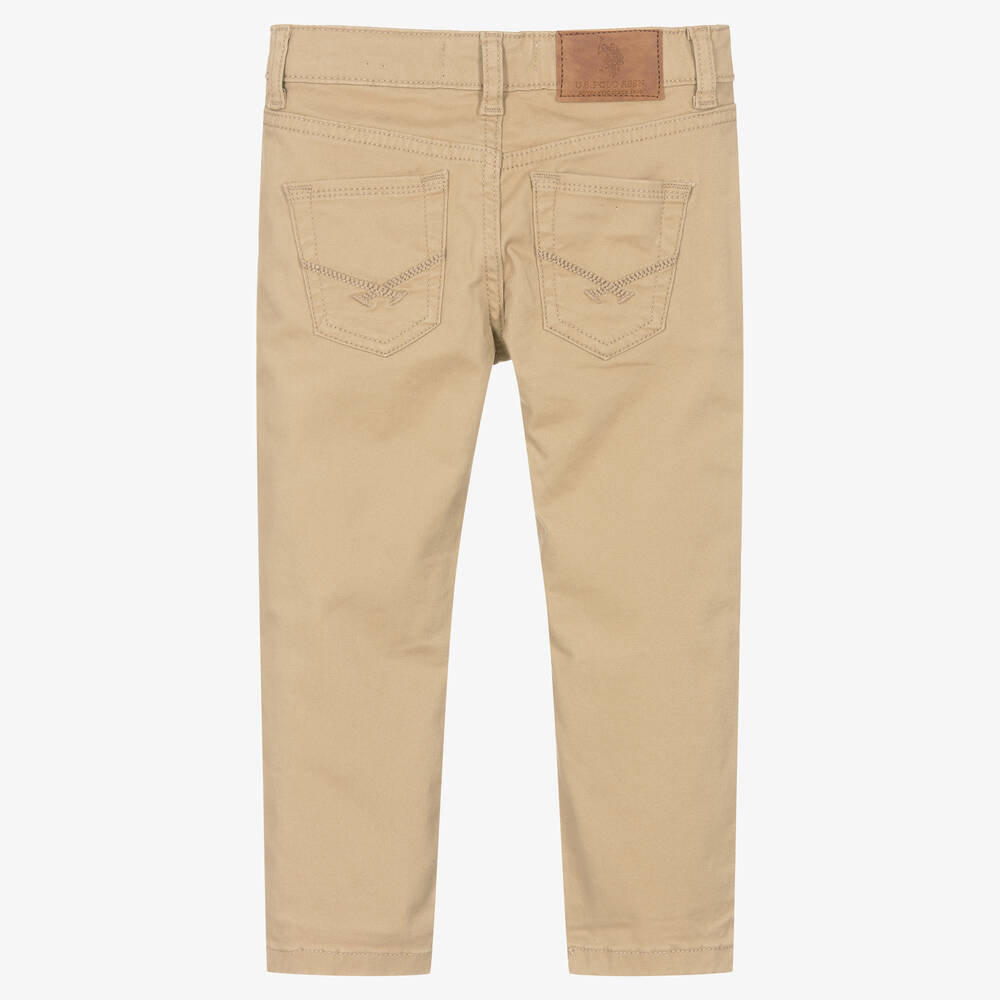 U.S. Polo Assn. Boys Beige Cotton Trousers Childrensalon Outlet