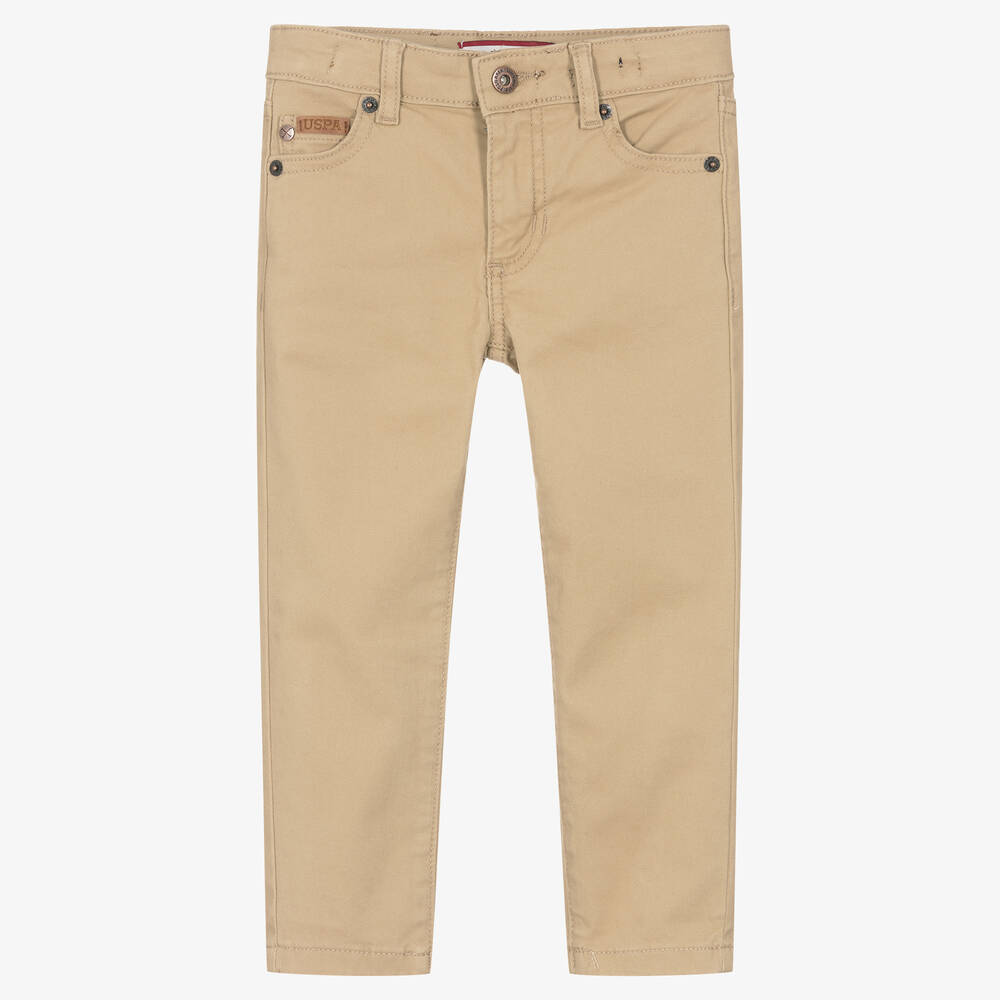 U.S. Polo Assn. - Boys Beige Cotton Trousers | Childrensalon