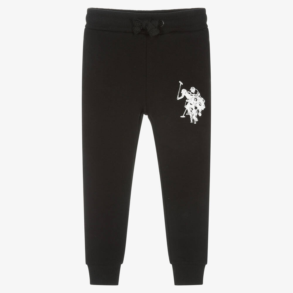 U.S. Polo Assn.-Boys Black Cotton Logo Joggers | Childrensalon Outlet