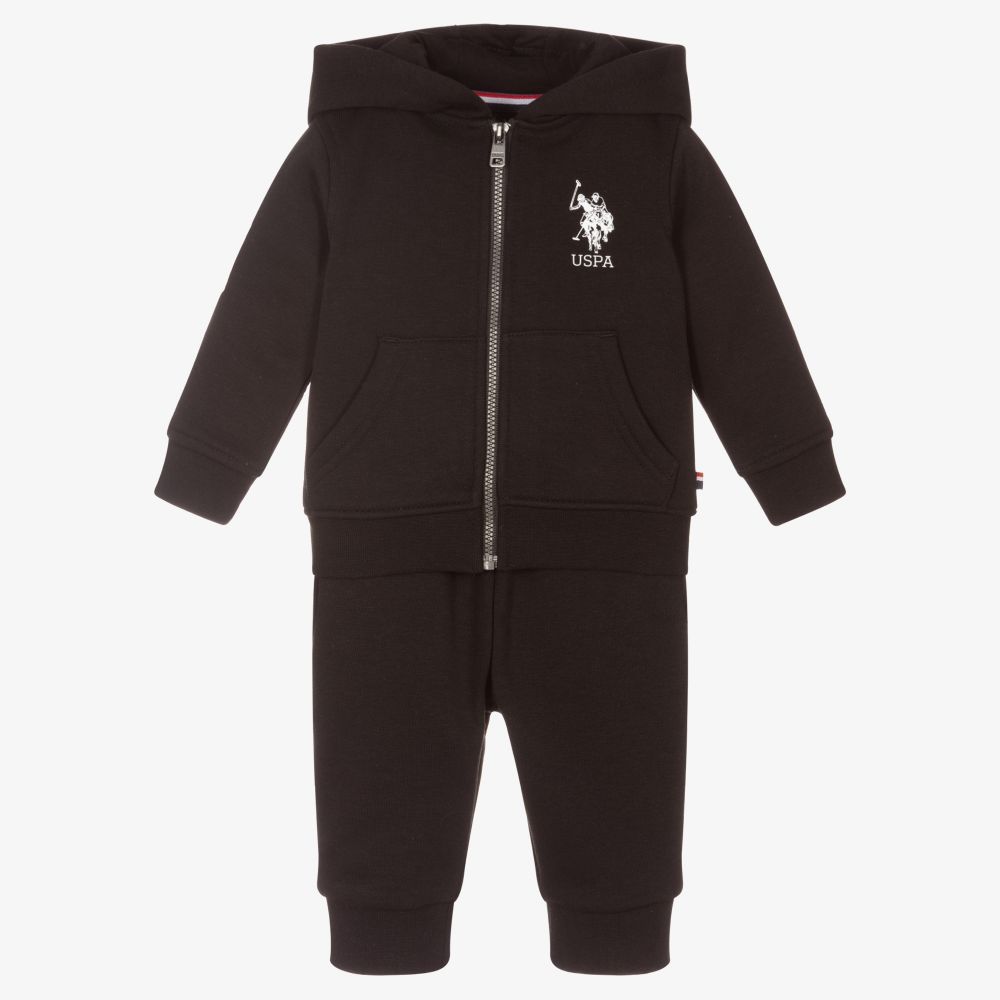 U.S. Polo Assn. - Boys Black Cotton Tracksuit | Childrensalon