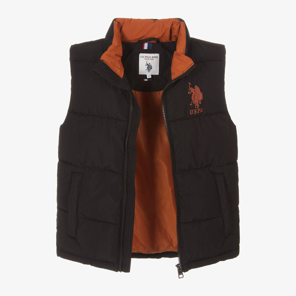 U.S. Polo Assn.-Boys Black Puffer Gilet | Childrensalon Outlet