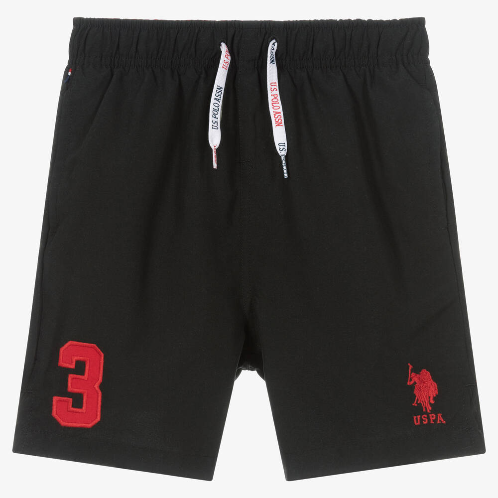 U.S. Polo Assn.-Boys Black Swim Shorts | Childrensalon Outlet