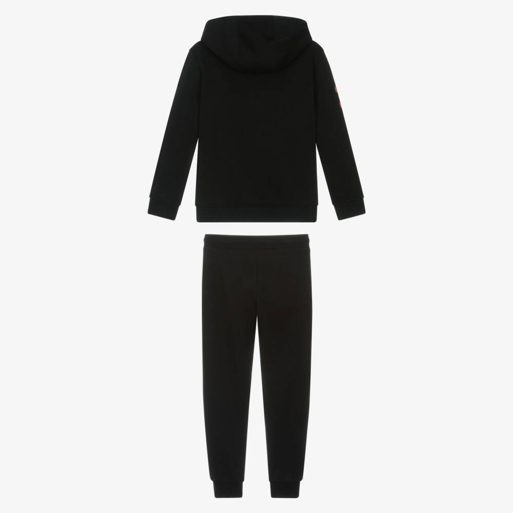 U.S. Polo Assn.-Boys Black Tracksuit with Orange Logo Prints | Childrensalon Outlet