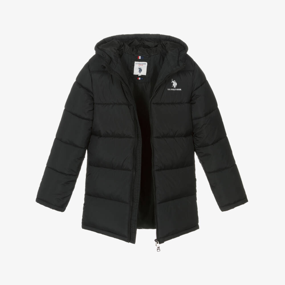 U.S. Polo Assn.-Boys Black Water Repellent Puffer Coat | Childrensalon Outlet