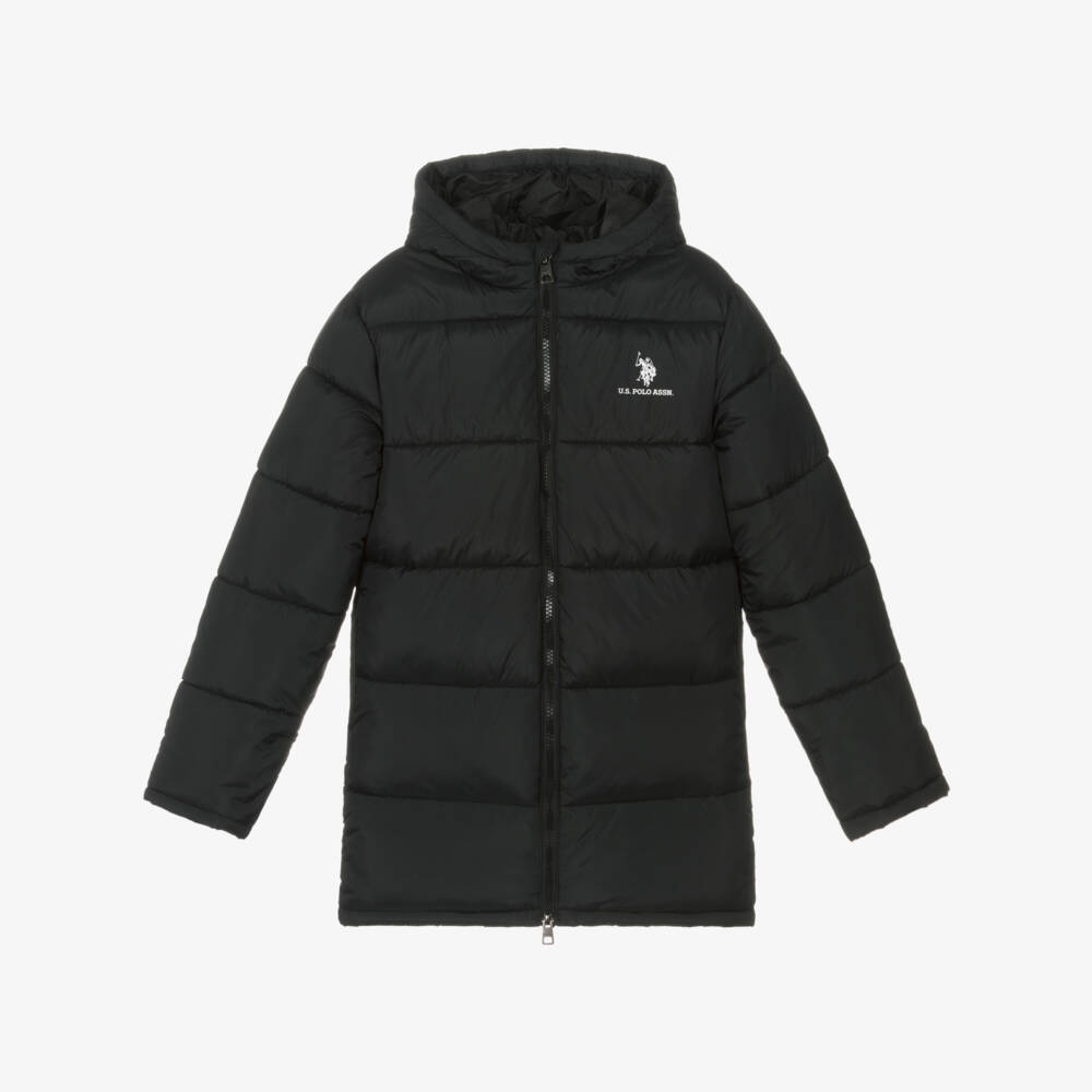 U.S. Polo Assn.-Boys Black Water Repellent Puffer Coat | Childrensalon Outlet