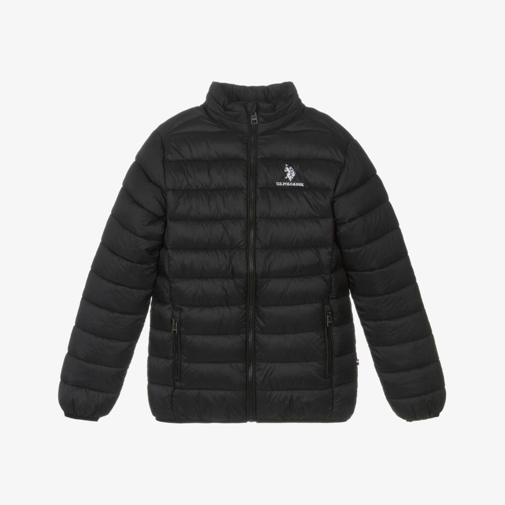 U.S. Polo Assn.-جاكيت مبطن مقاوم للماء لون أسود للأولاد | Childrensalon Outlet