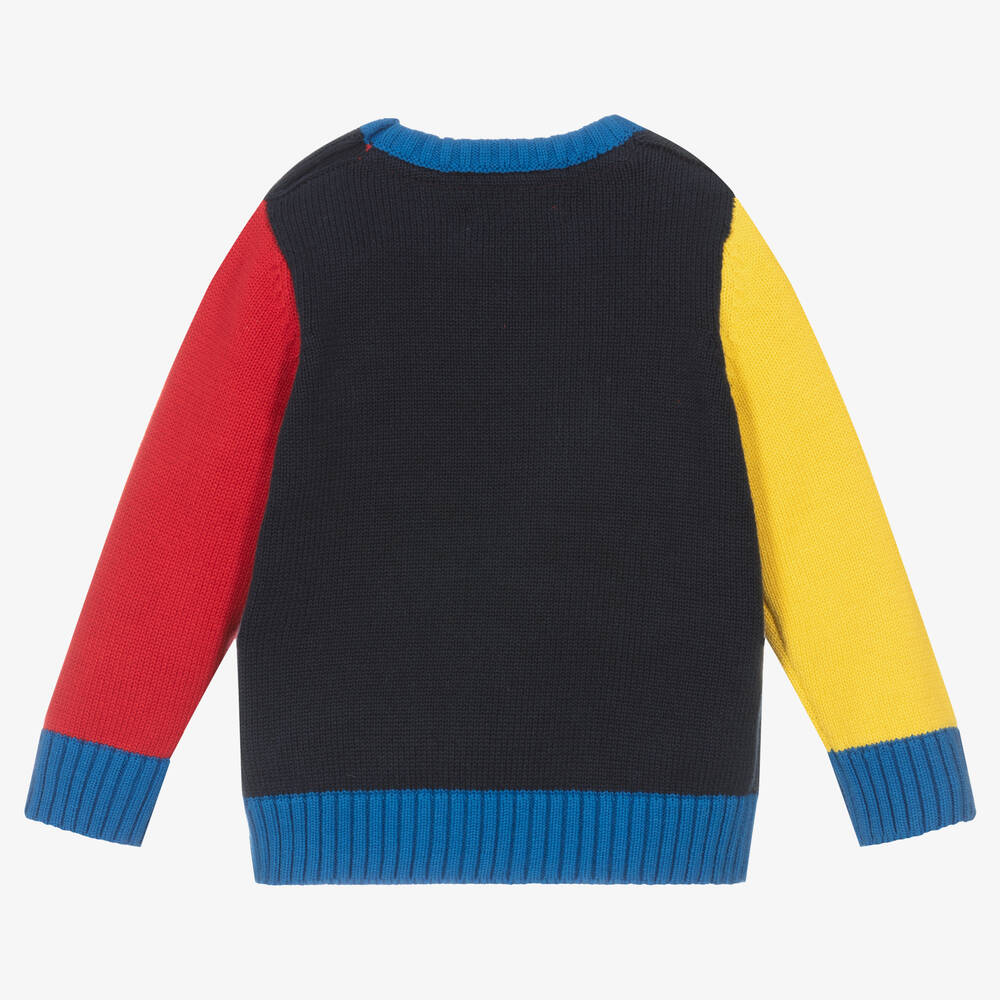 U.S. Polo Assn.-Boys Blue Colourblock Knitted Sweater | Childrensalon Outlet