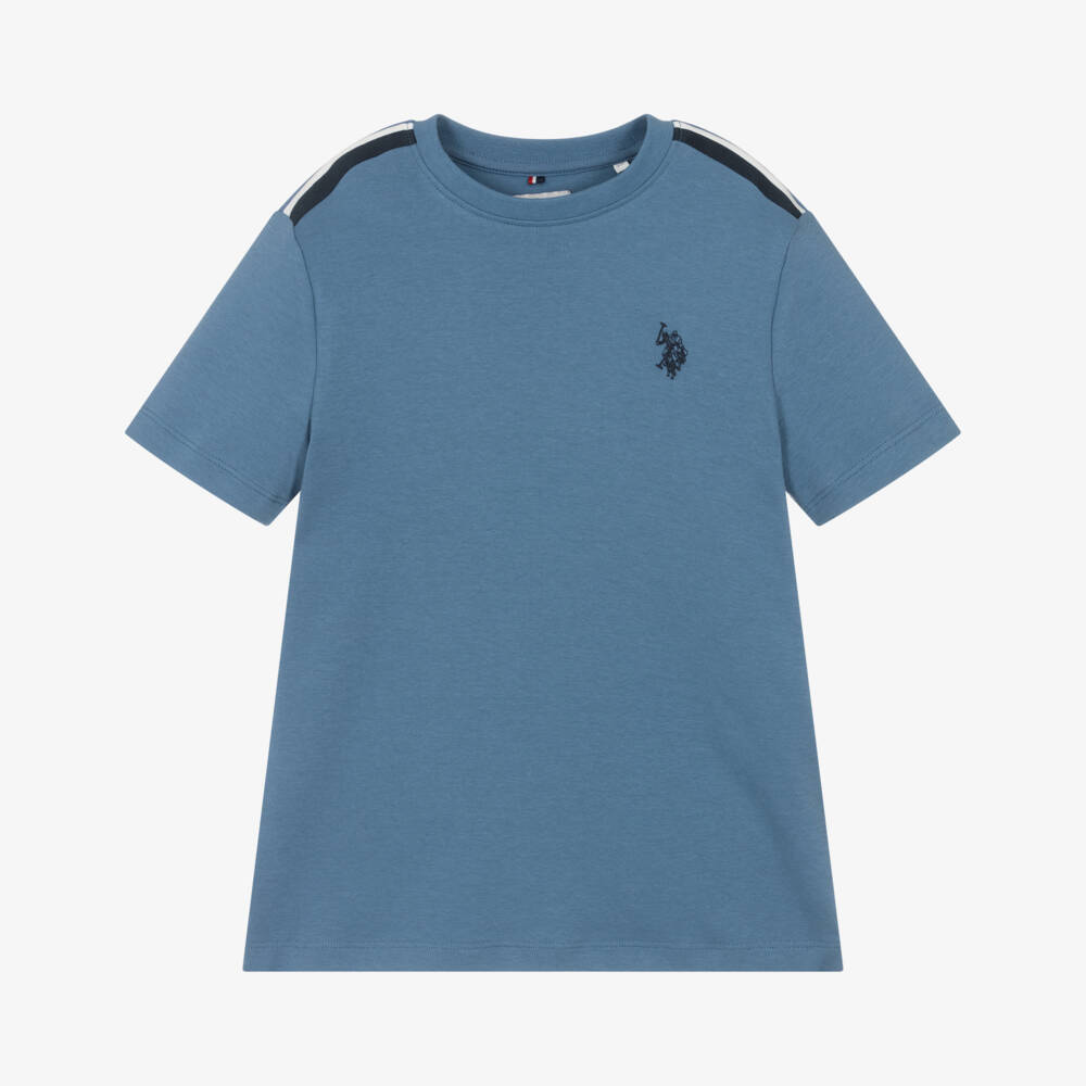 U.S. Polo Assn.-Boys Blue Cotton Crew Neck T-Shirt | Childrensalon Outlet