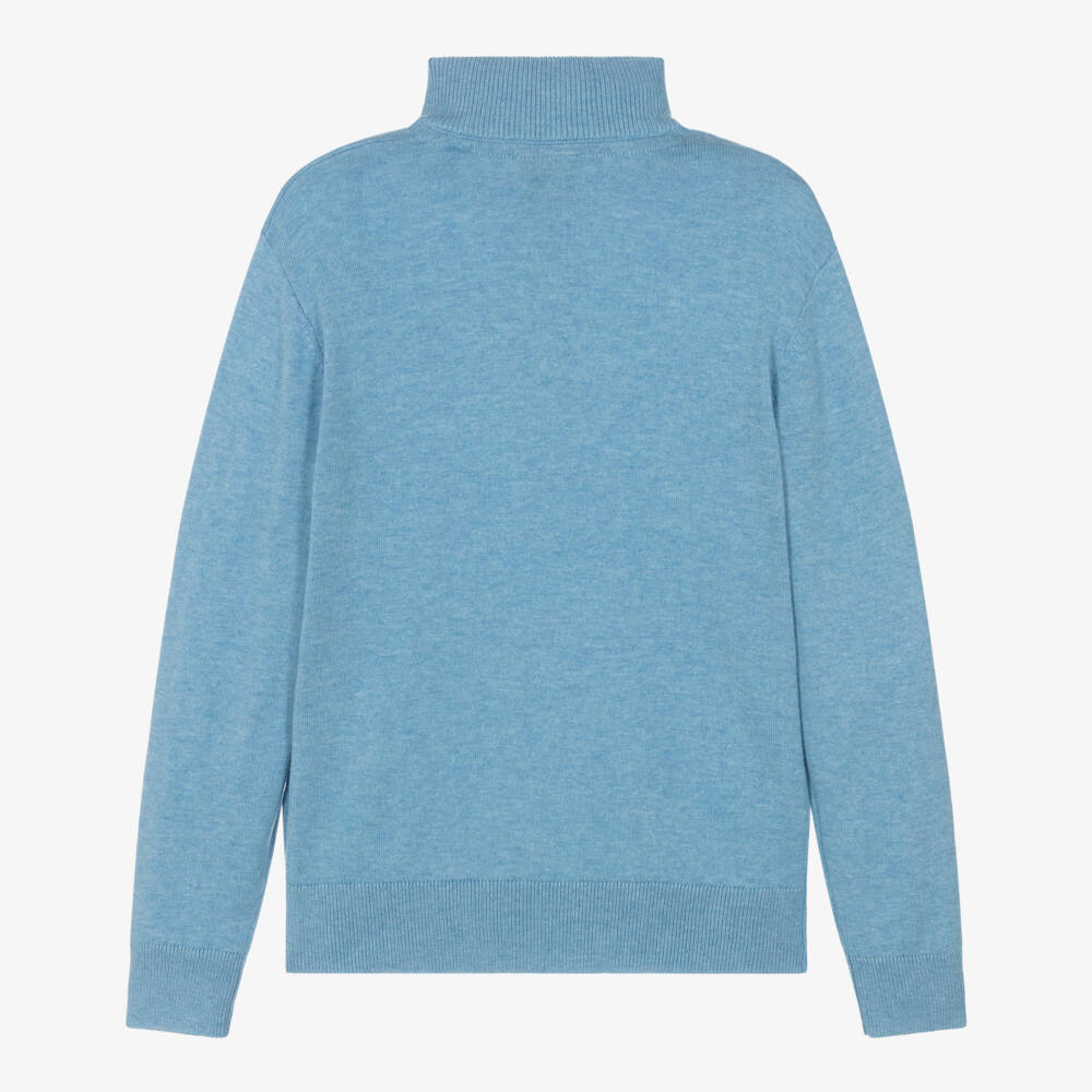 U.S. Polo Assn.-Boys Blue Cotton Knit Quarter-Zip Sweater | Childrensalon Outlet