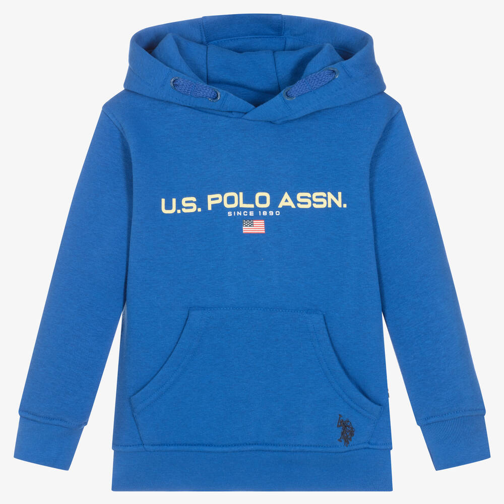 Boys Blue Cotton Logo Hoodie