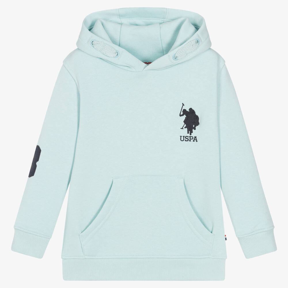 Boys Blue Cotton Logo Hoodie