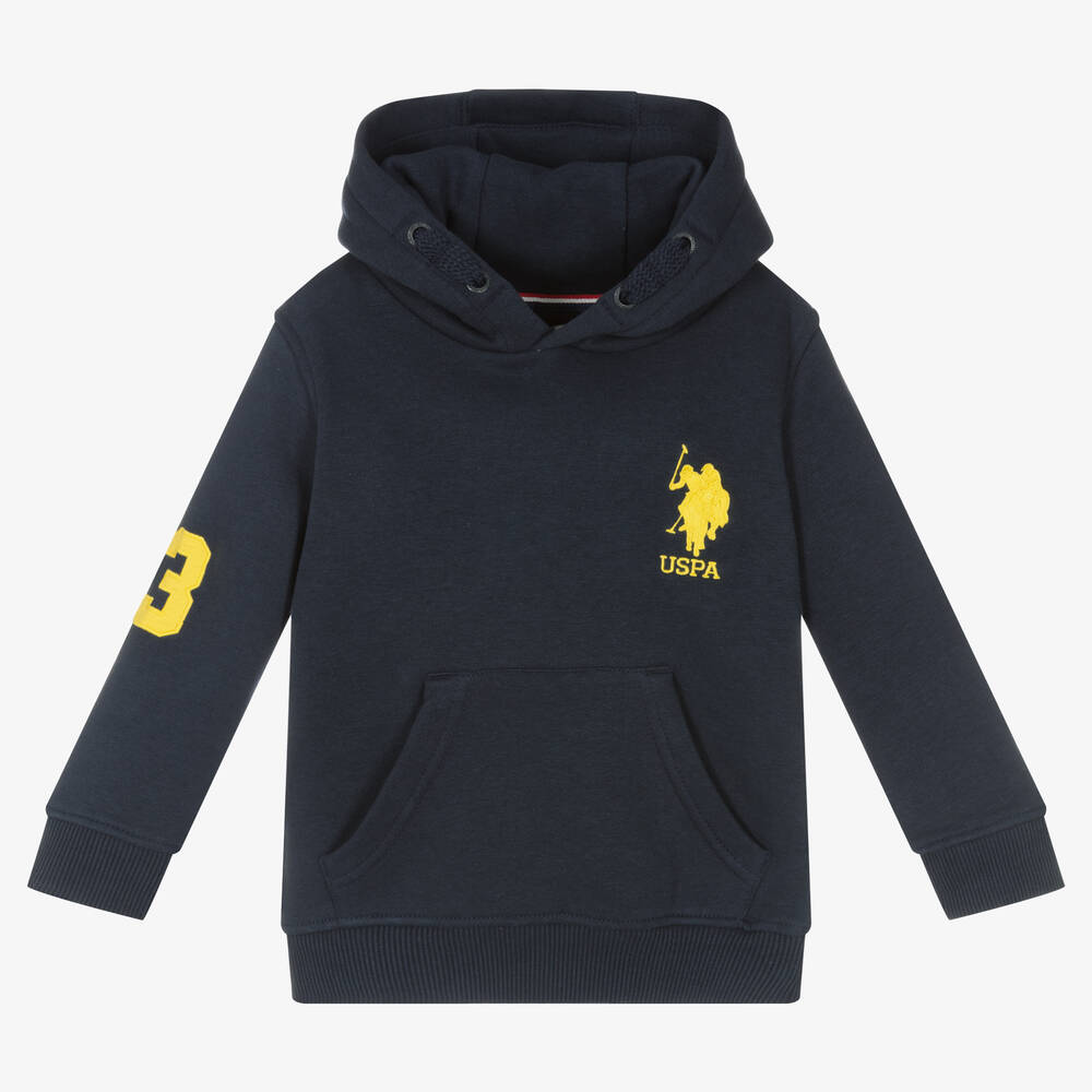 U.S. Polo Assn.-Boys Blue Cotton Logo Hoodie | Childrensalon Outlet