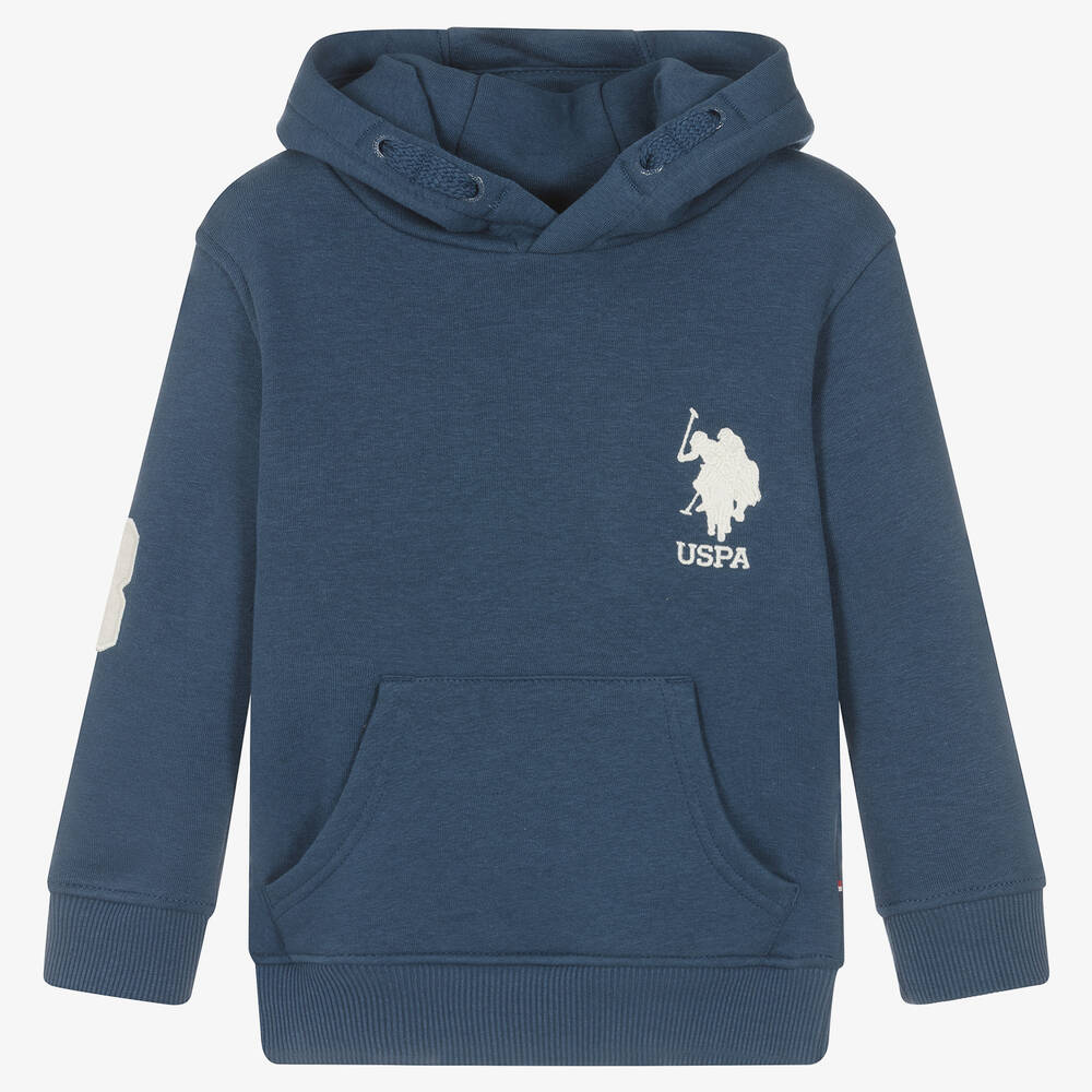 U.S. Polo Assn. - Boys Blue Cotton Logo Hoodie | Childrensalon