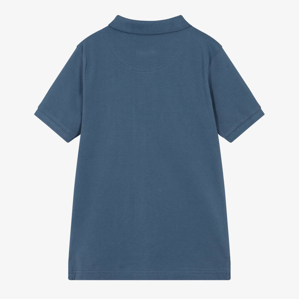 U.S. Polo Assn.-Boys Blue Cotton Piqué Polo Shirt with Double Horsemen Logo | Childrensalon Outlet