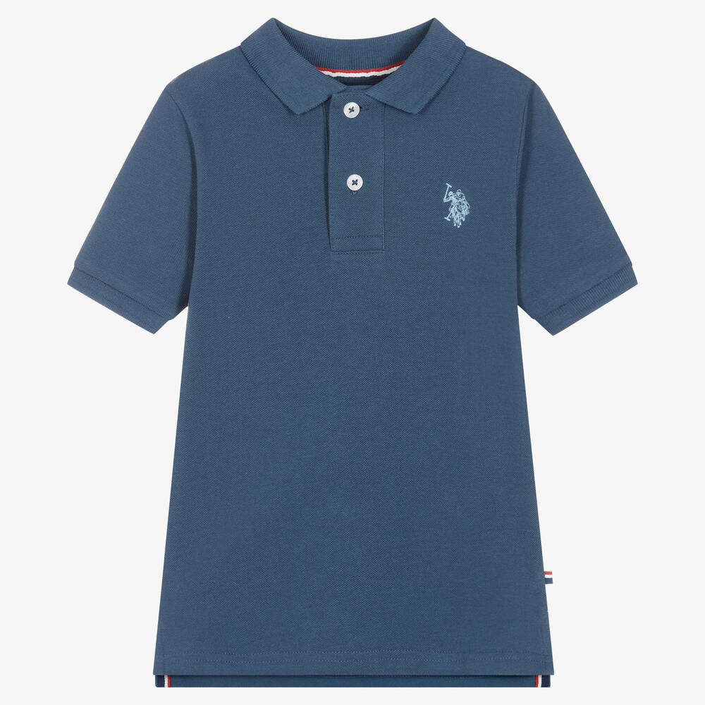 U.S. Polo Assn.-Boys Blue Cotton Polo Shirt | Childrensalon Outlet