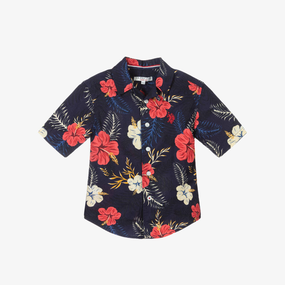 U.S. Polo Assn.-Boys Blue Cotton Shirt | Childrensalon Outlet