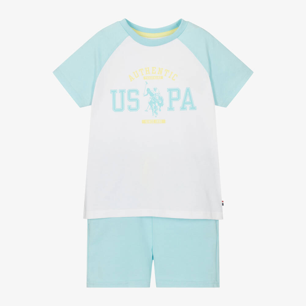 U.S. Polo Assn.-Boys Blue Cotton Shorts Set | Childrensalon Outlet
